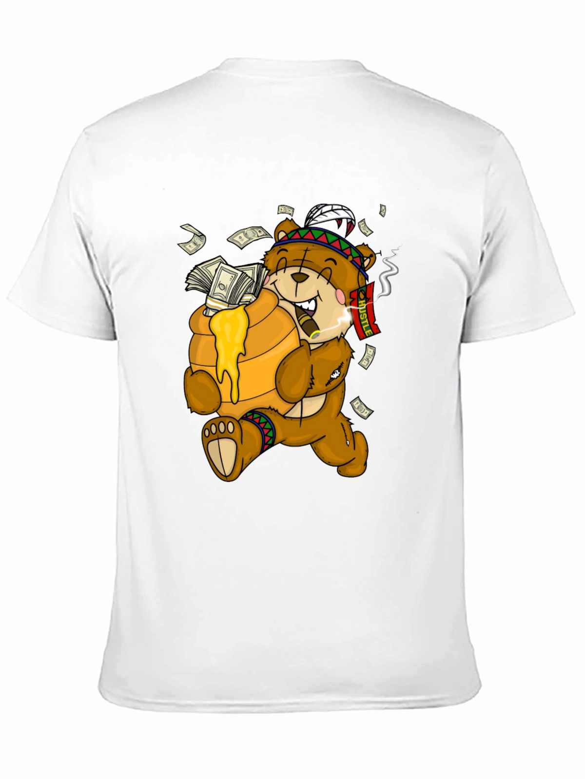 Cartoon Bear Hustle Graphic T-Shirt