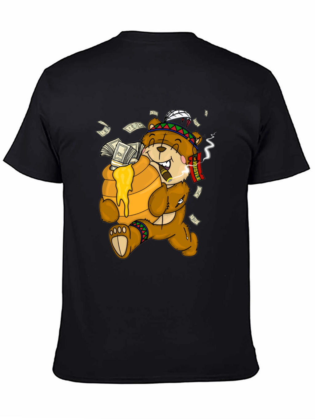 Cartoon Bear Hustle Graphic T-Shirt