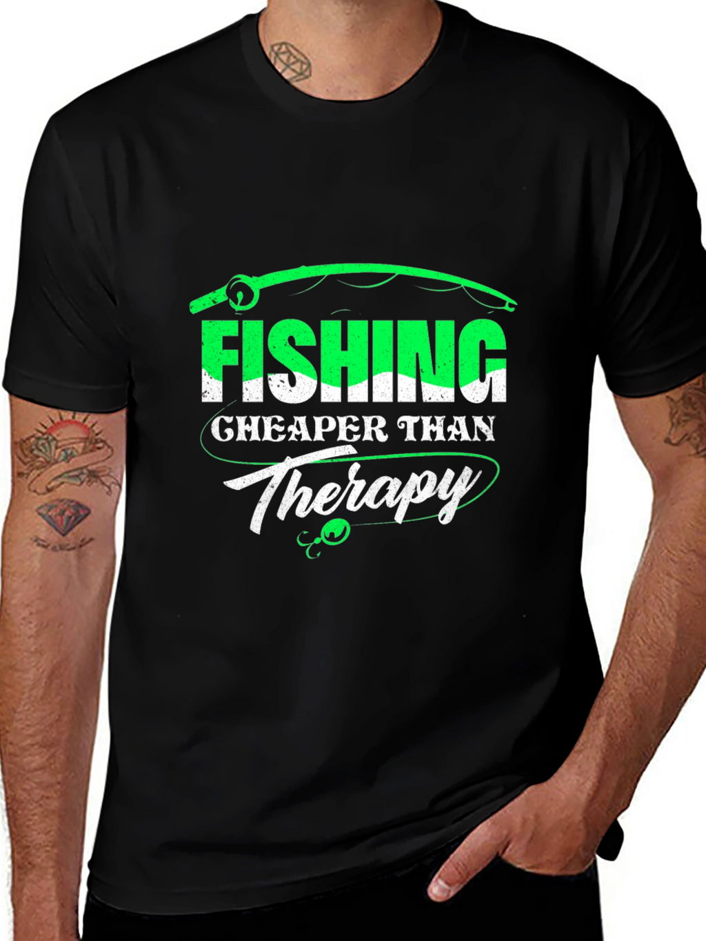 Fishing Cheaper Than Therapy Graphic T-Shirt