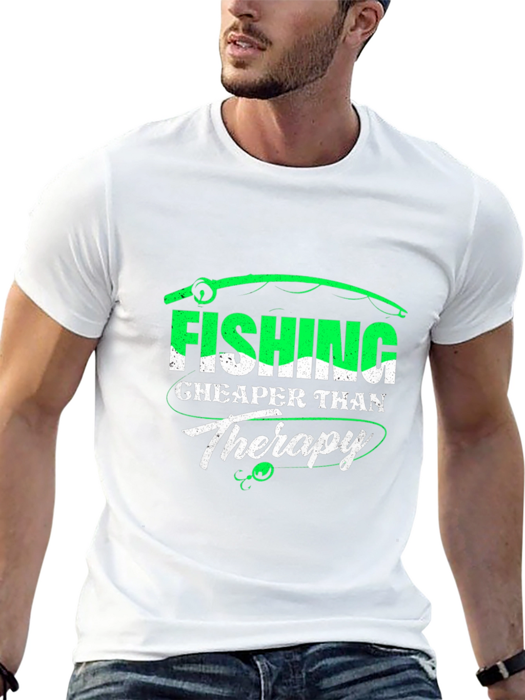 Fishing Cheaper Than Therapy Graphic T-Shirt