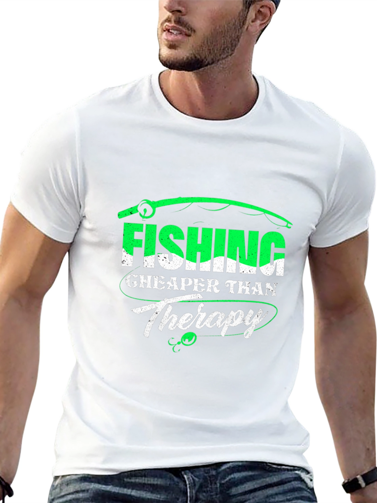 Fishing Cheaper Than Therapy Graphic T-Shirt