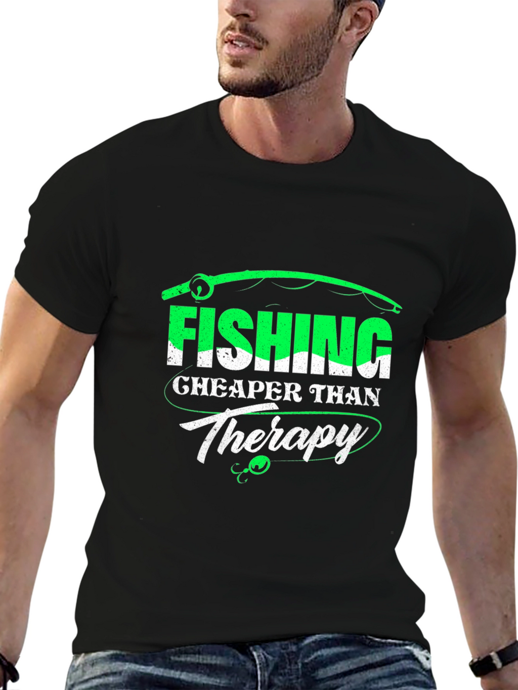 Fishing Cheaper Than Therapy Graphic T-Shirt