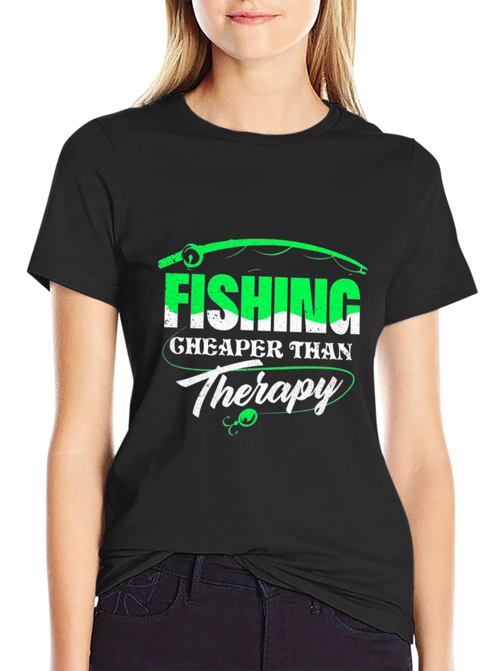 Fishing Cheaper Than Therapy Graphic T-Shirt