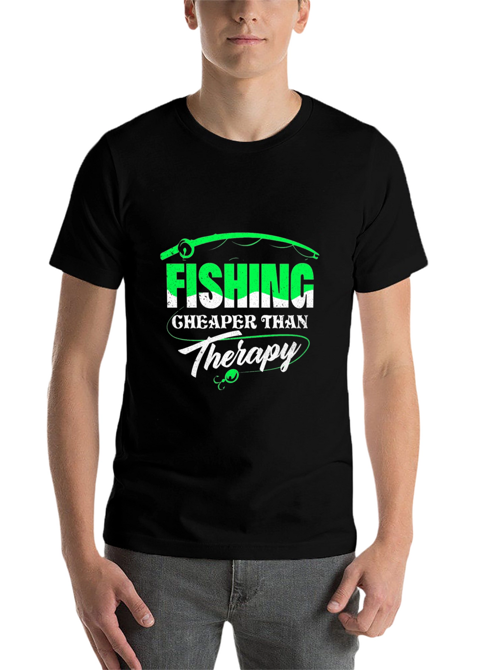 Fishing Cheaper Than Therapy Graphic T-Shirt