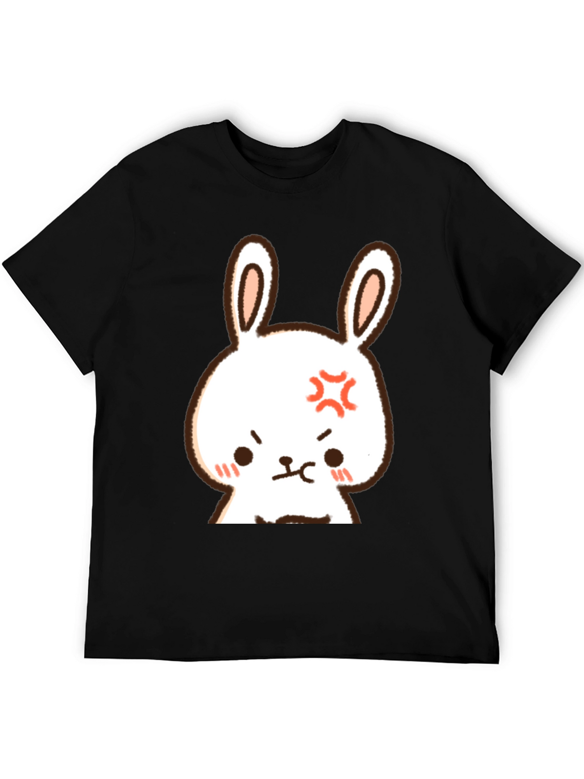 Angry Bunny Graphic Tee - Mens Black Cotton T-Shirt