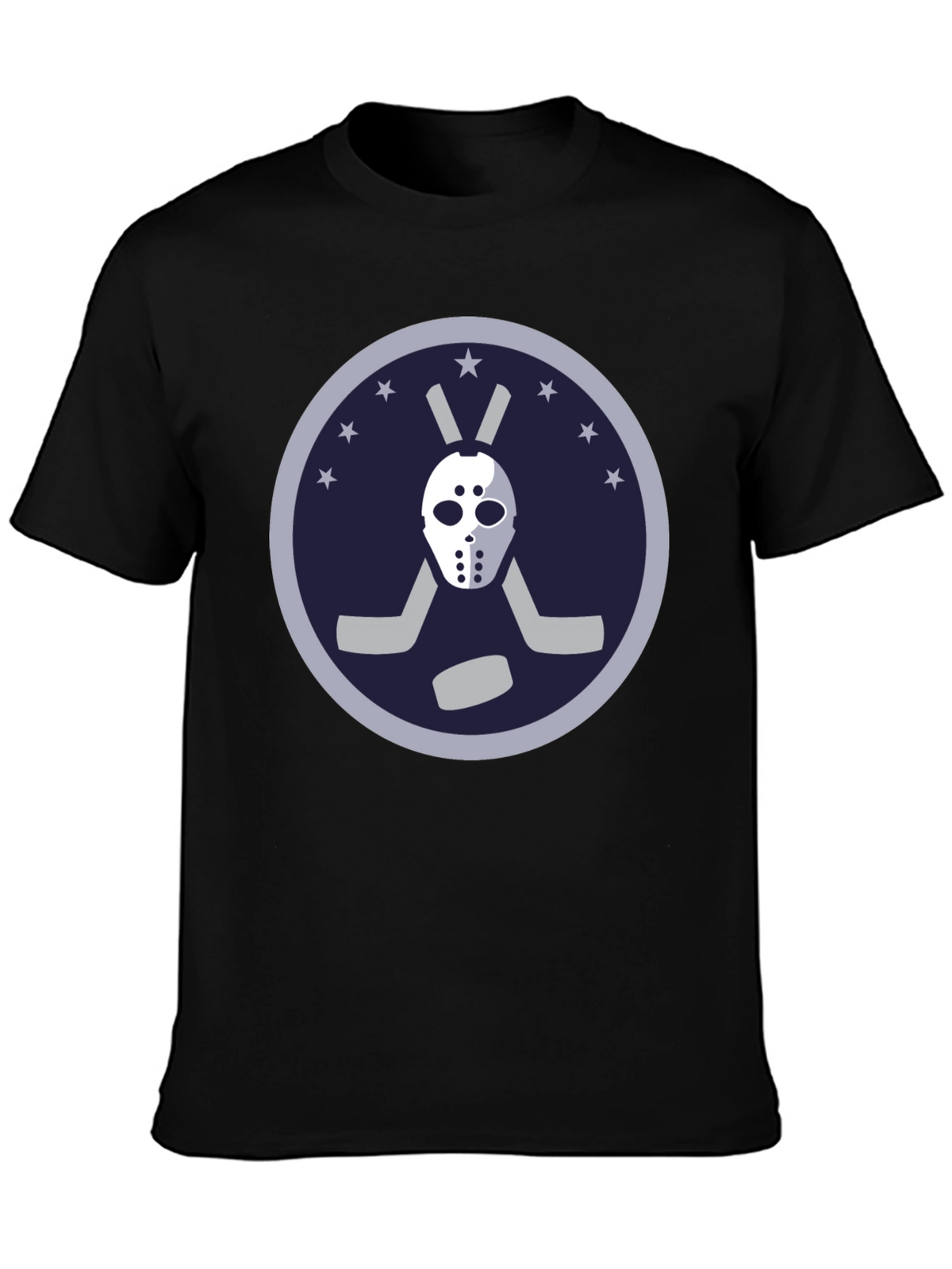 Hockey Mask Graphic Tee - Black Cotton T-Shirt