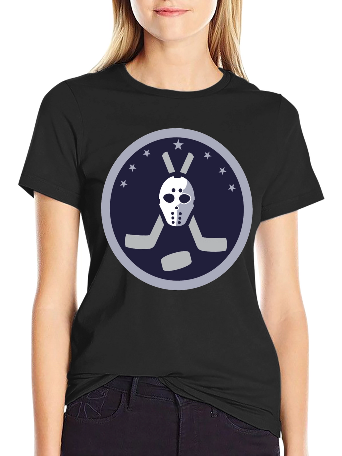 Hockey Mask Graphic Tee - Black Cotton T-Shirt