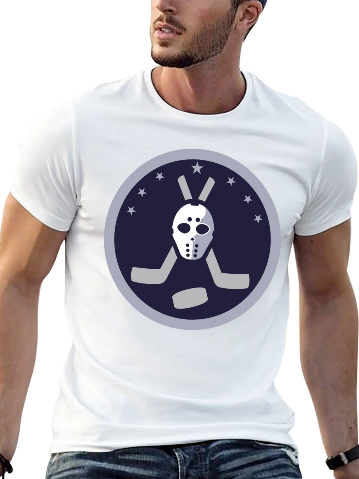 Hockey Mask Graphic Tee - Black Cotton T-Shirt