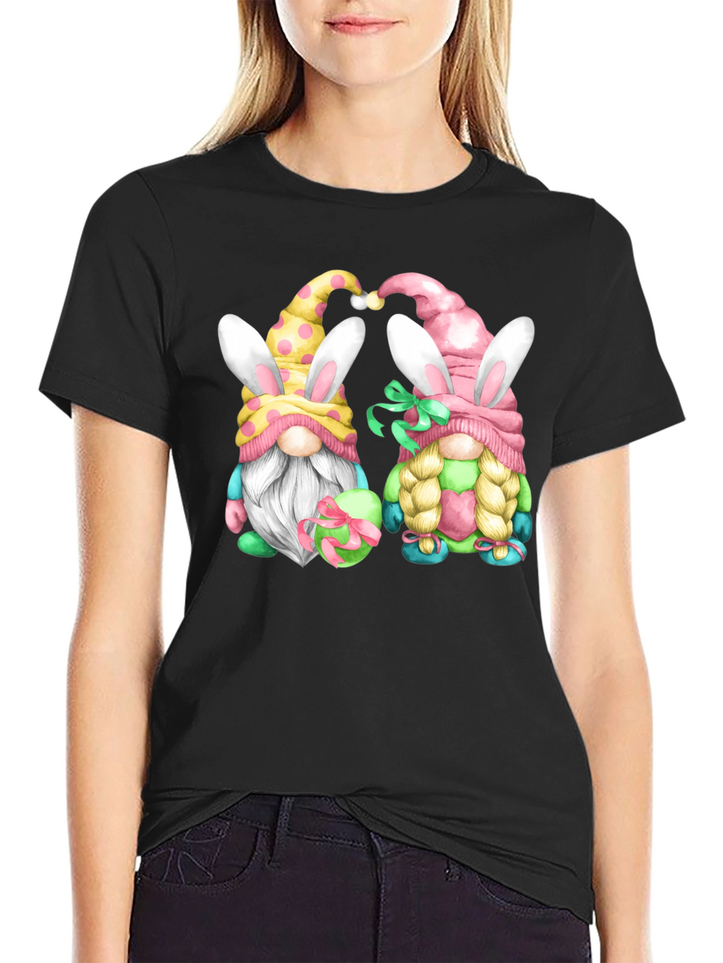 Easter Gnomes Graphic Tee - Black