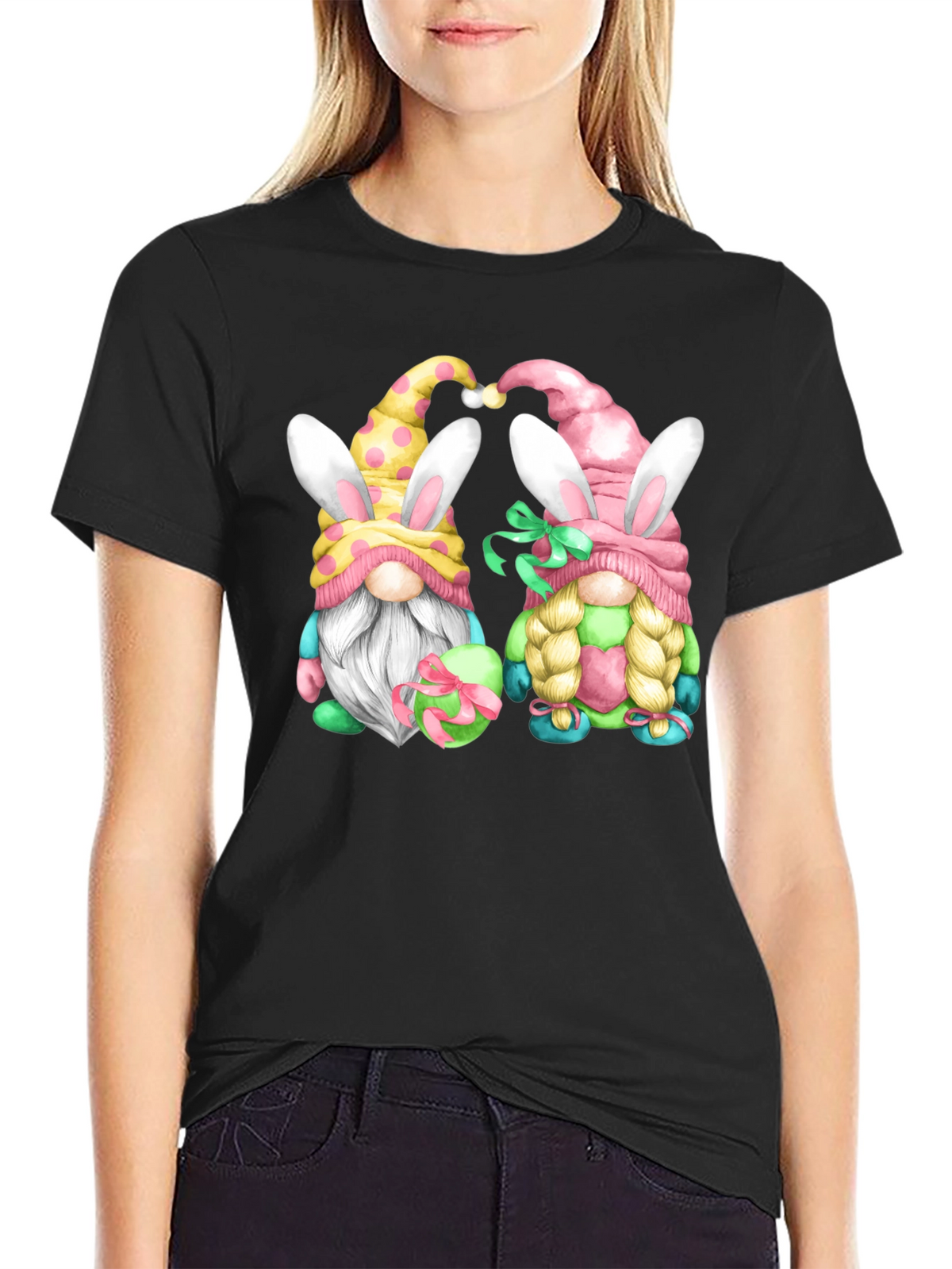 Easter Gnomes Graphic Tee - Black