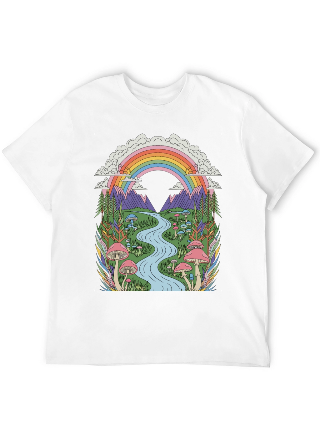 Psychedelic Mushroom Rainbow Graphic Tee