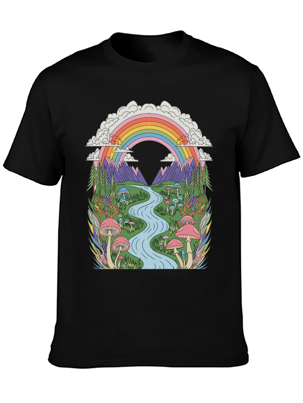 Psychedelic Mushroom Rainbow Graphic Tee