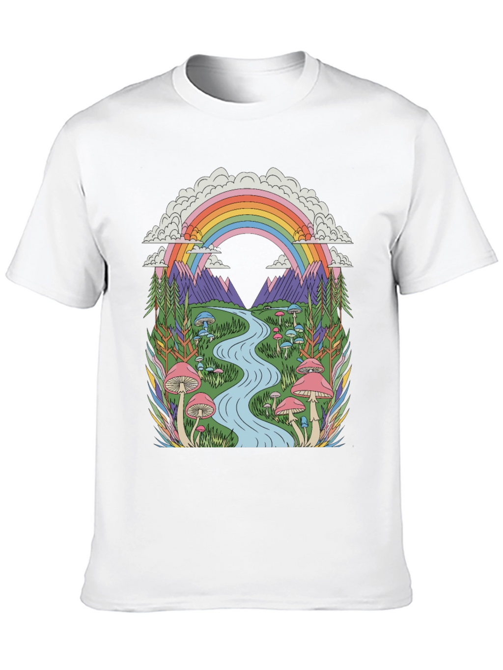 Psychedelic Mushroom Rainbow Graphic Tee