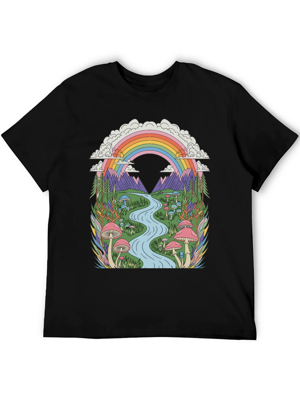 Psychedelic Mushroom Rainbow Graphic Tee