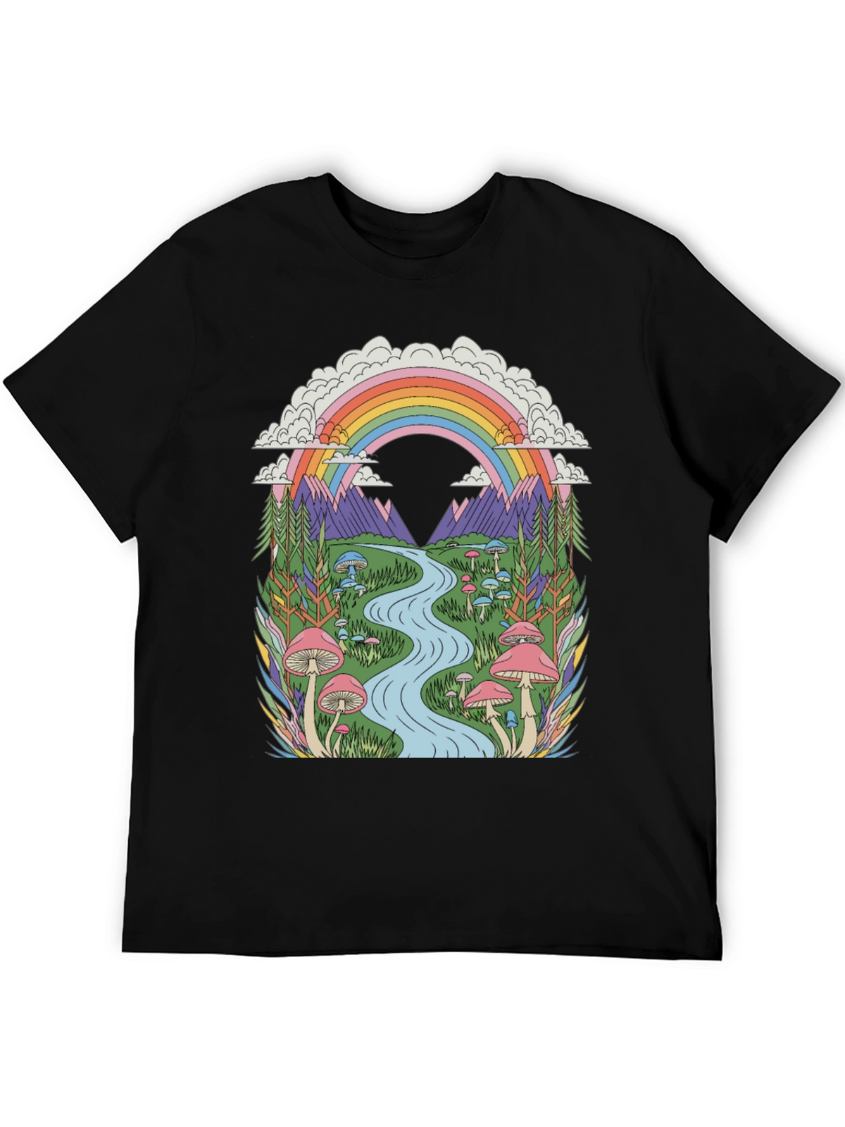 Psychedelic Mushroom Rainbow Graphic Tee
