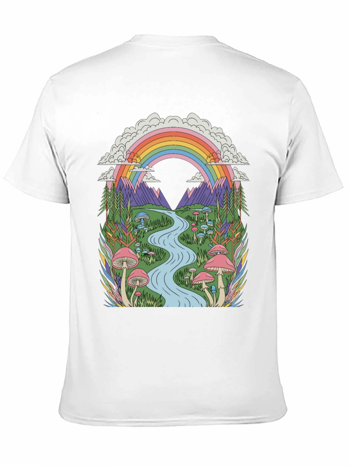 Psychedelic Mushroom Rainbow Graphic Tee