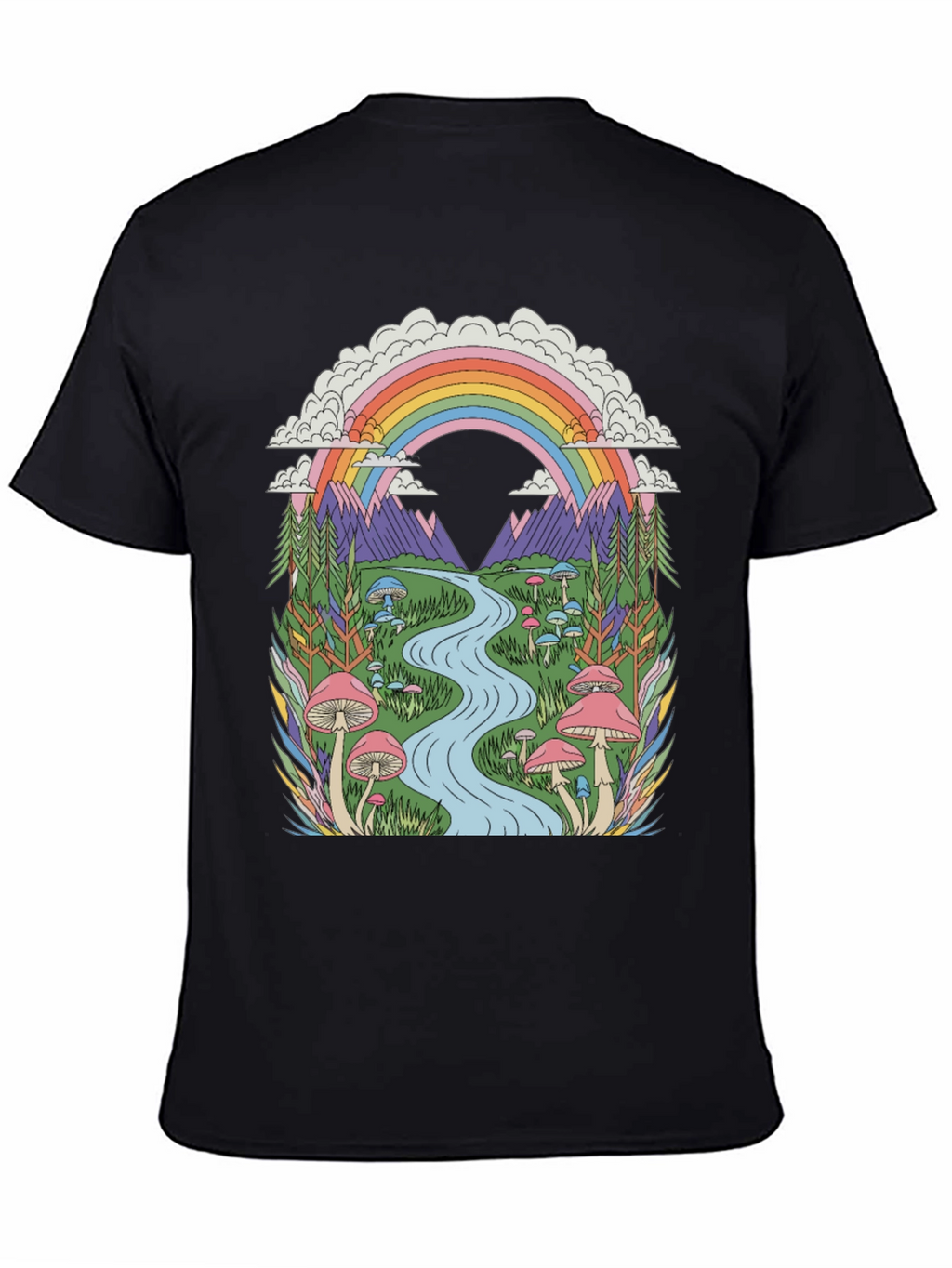 Psychedelic Mushroom Rainbow Graphic Tee