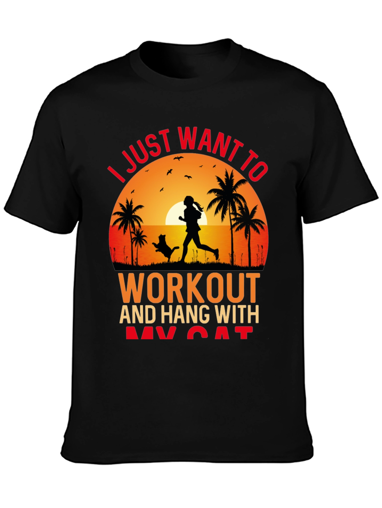 Workout and Cat T-Shirt
