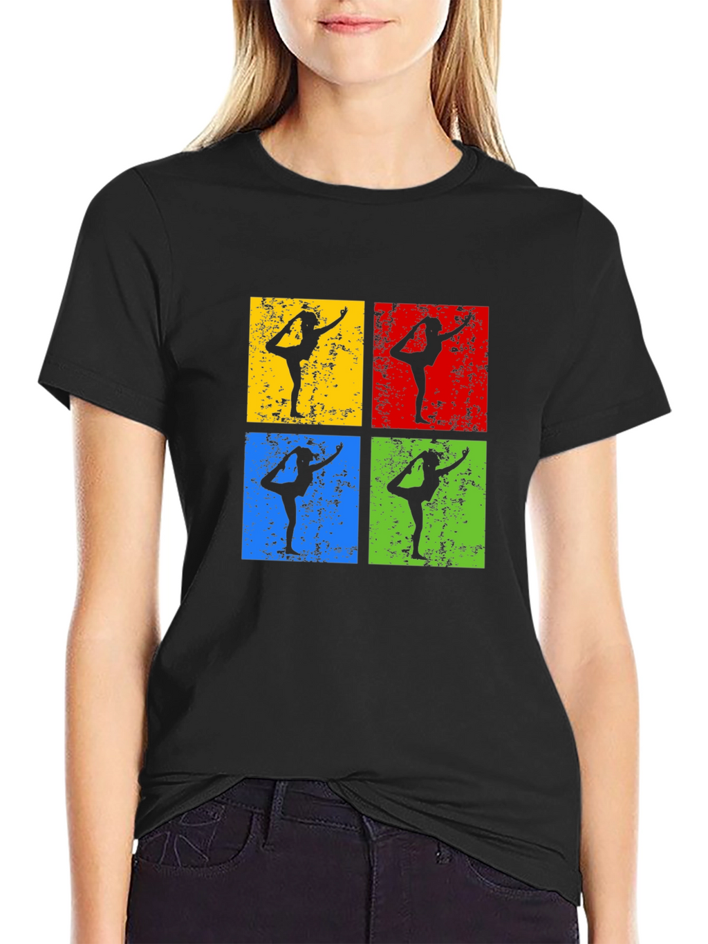 Yoga Pose Retro Style Graphic T-Shirt