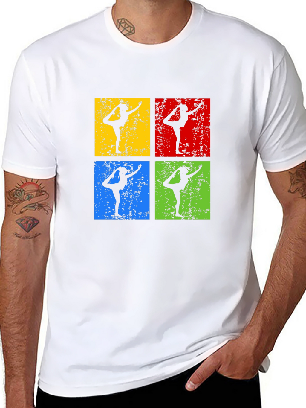 Yoga Pose Retro Style Graphic T-Shirt