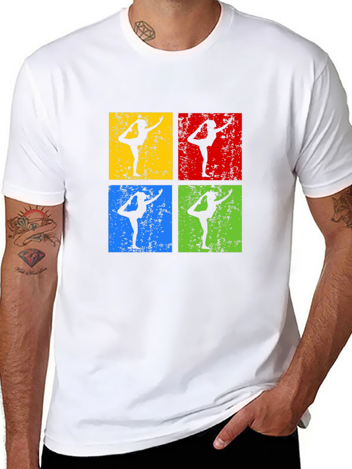Yoga Pose Retro Style Graphic T-Shirt