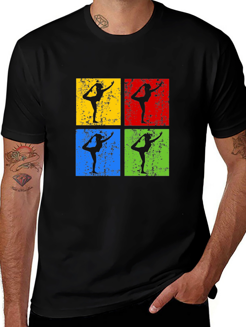 Yoga Pose Retro Style Graphic T-Shirt
