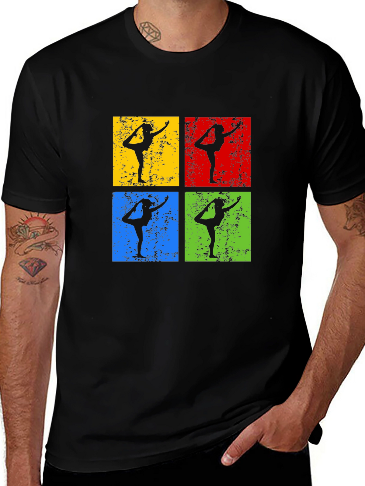 Yoga Pose Retro Style Graphic T-Shirt