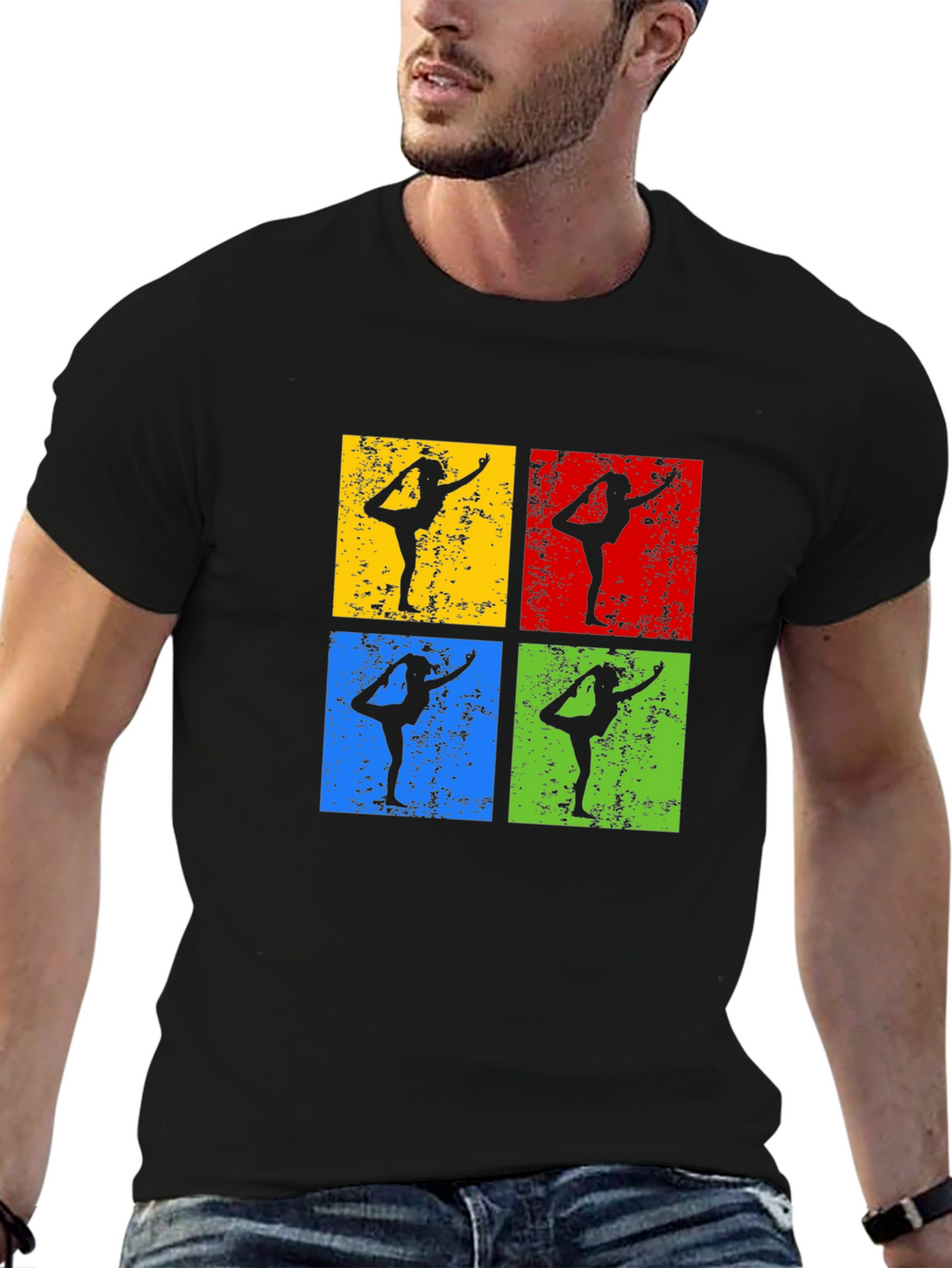 Yoga Pose Retro Style Graphic T-Shirt