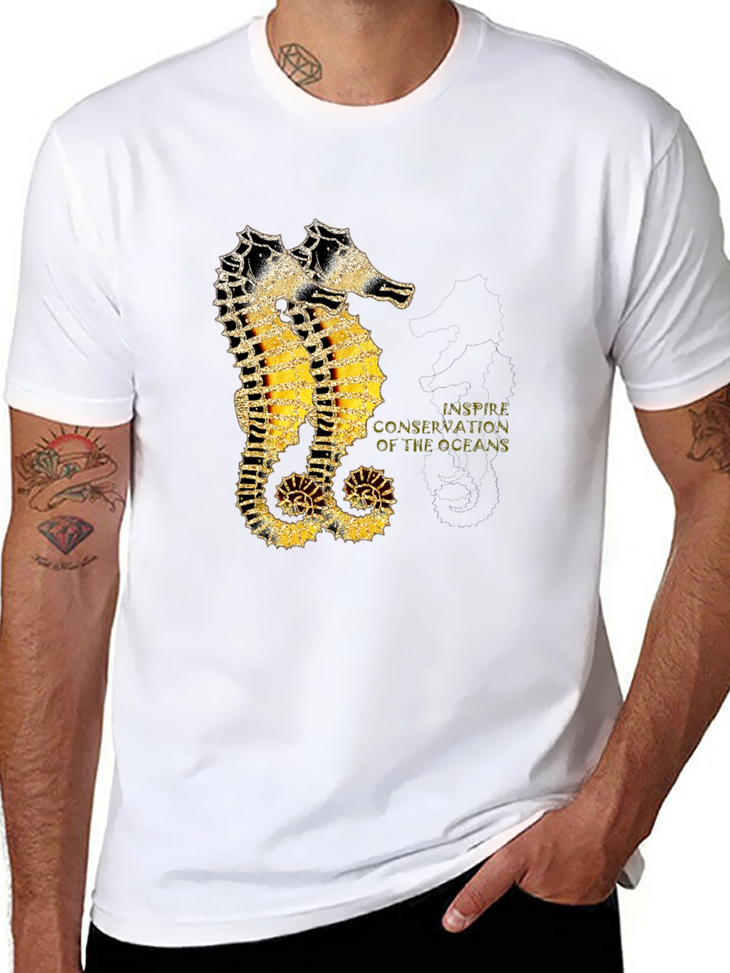 Seahorse Inspire Oceans Conservation Black T-Shirt