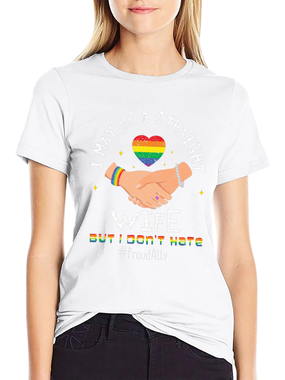 Straight Wife Proud Ally LGBTQ+ T-Shirt