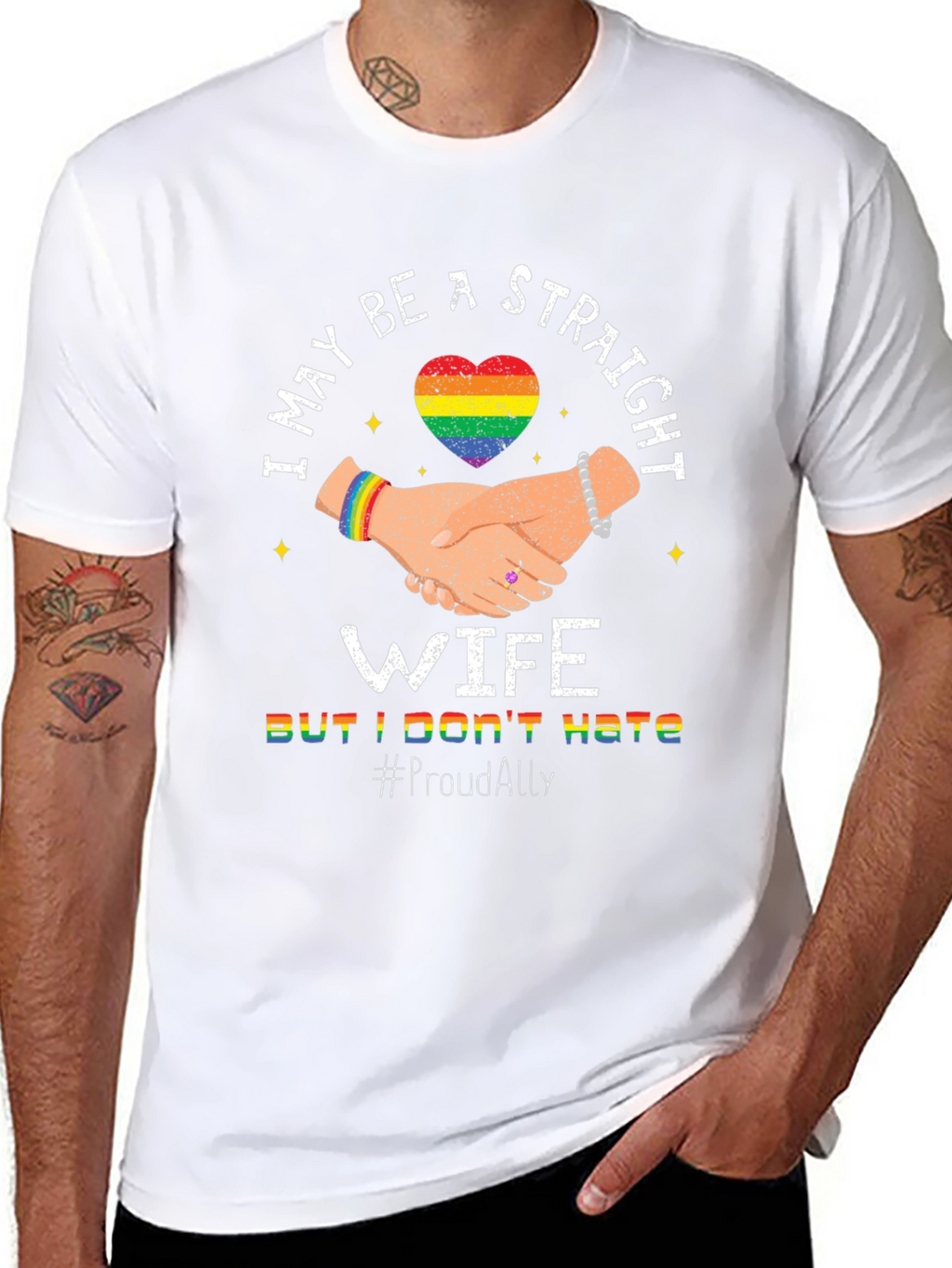 Straight Wife Proud Ally LGBTQ+ T-Shirt