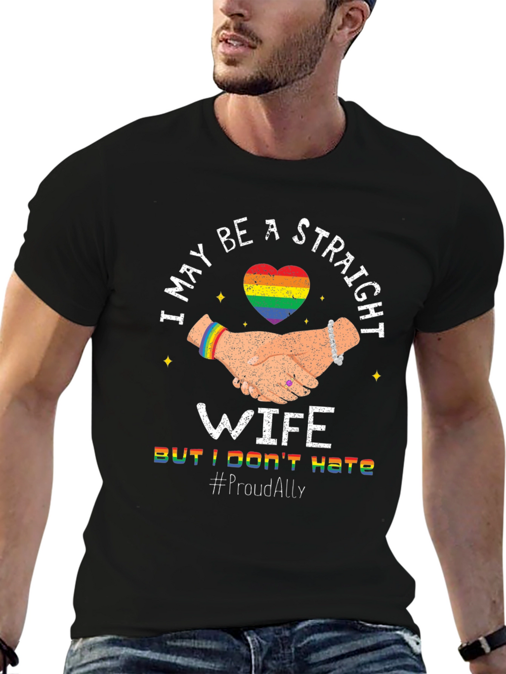 Straight Wife Proud Ally LGBTQ+ T-Shirt