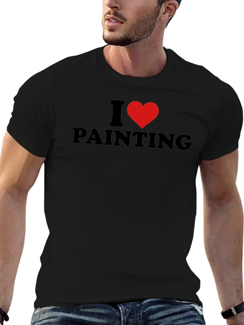 I Heart Painting Graphic Tee - Black Cotton T-Shirt