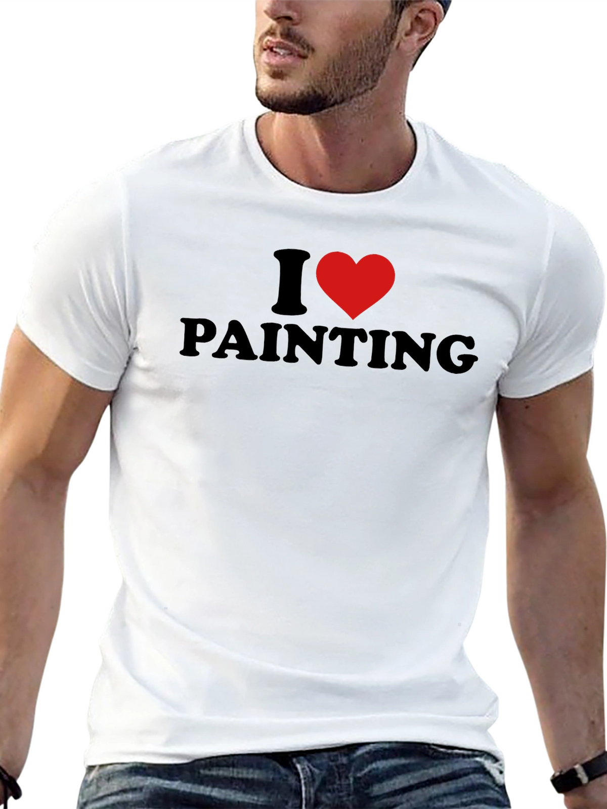 I Heart Painting Graphic Tee - Black Cotton T-Shirt