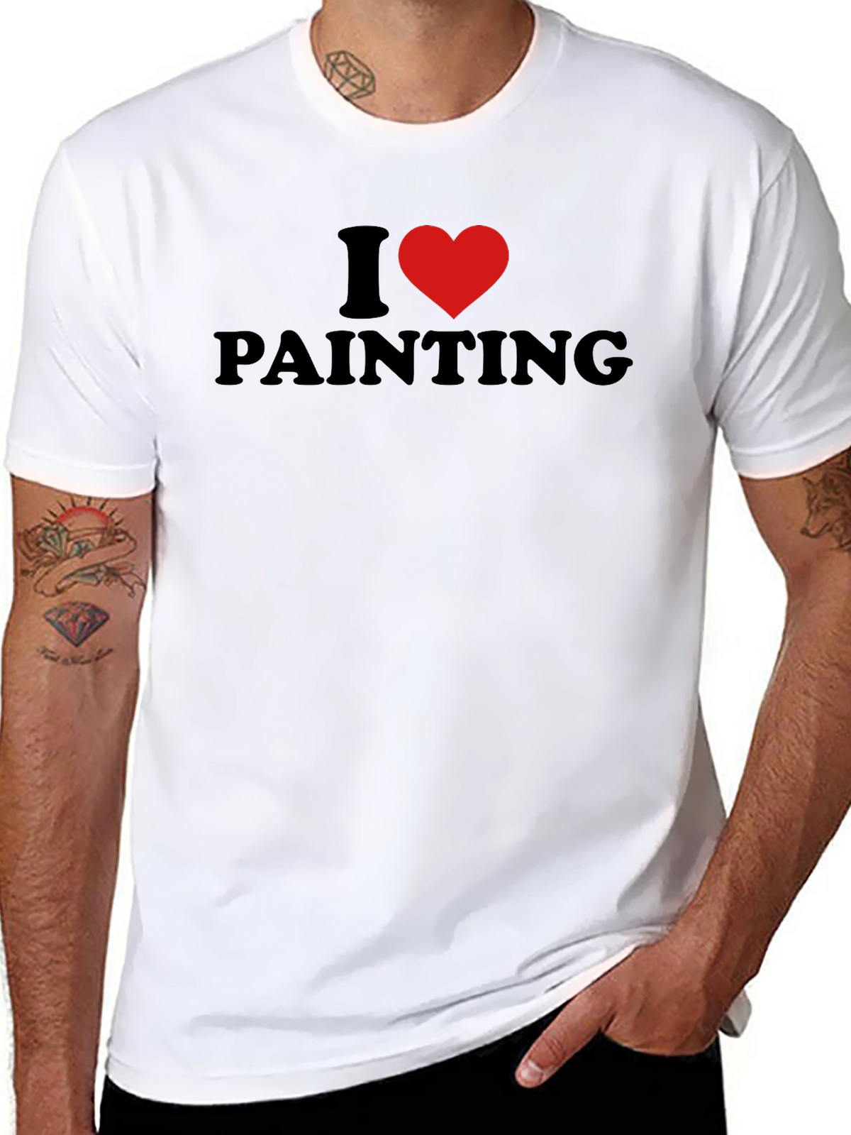 I Heart Painting Graphic Tee - Black Cotton T-Shirt