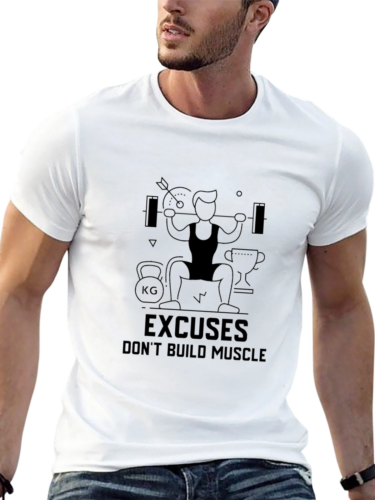 Excuses Dont Build Muscle Black T-Shirt