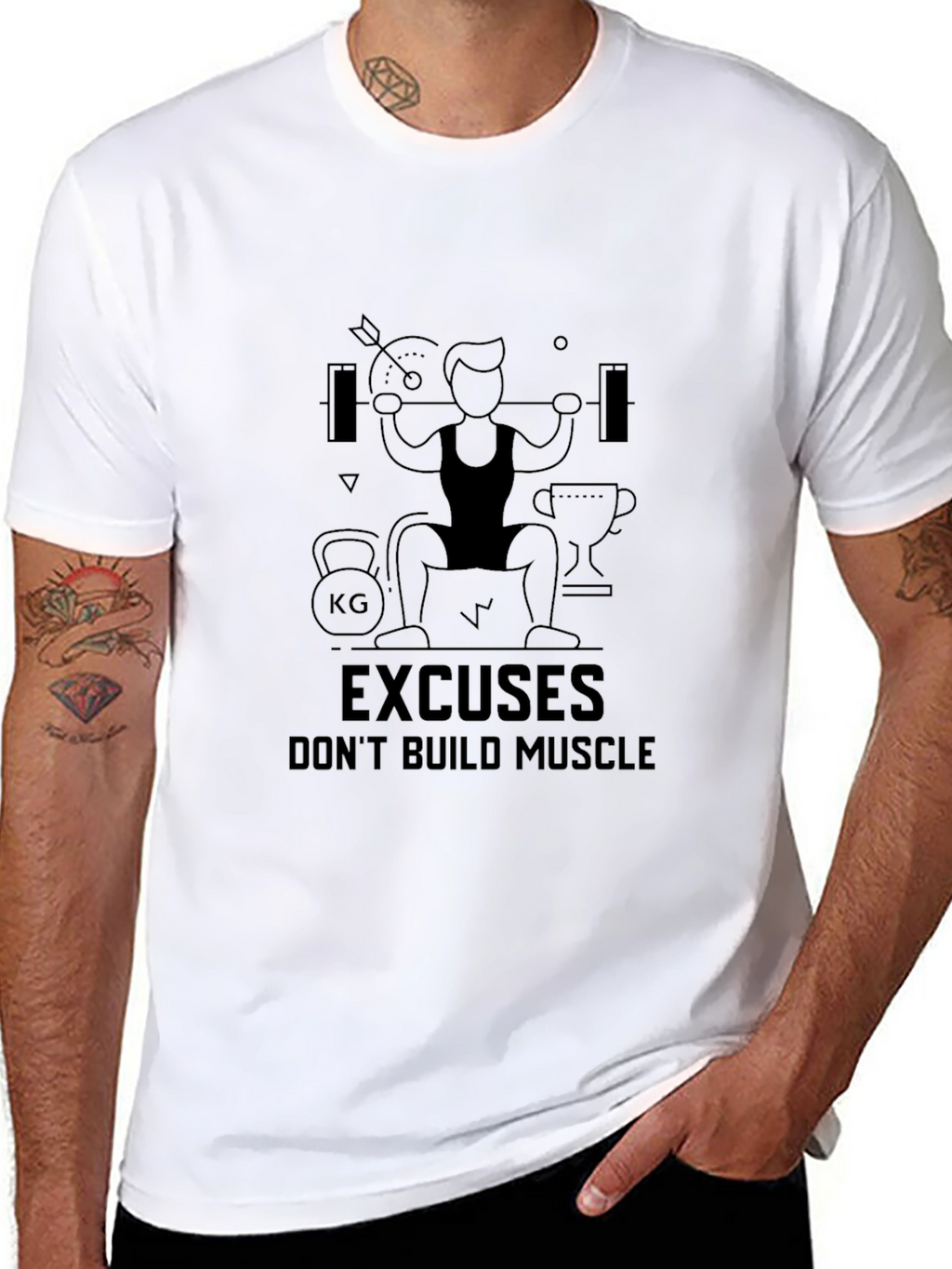 Excuses Dont Build Muscle Black T-Shirt