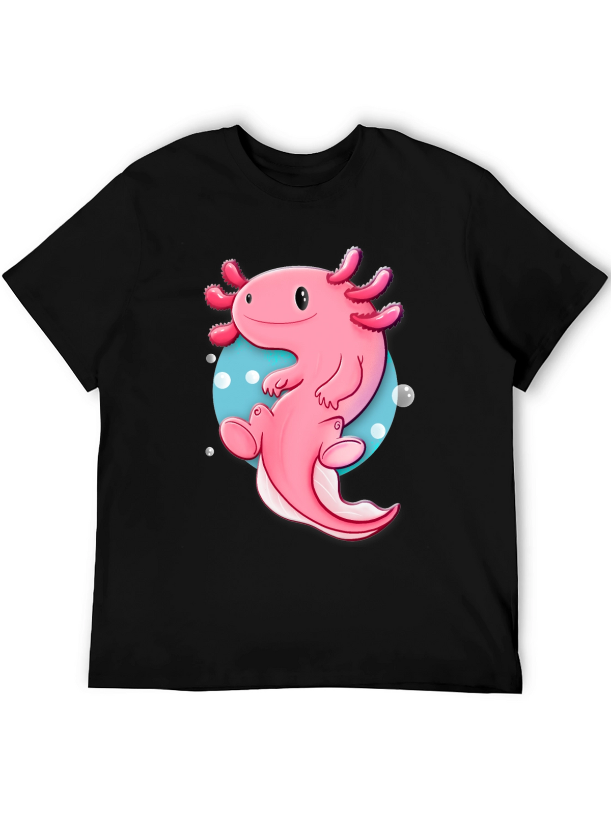 Axolotl Cartoon T-Shirt - Cute Pink Amphibian Graphic Tee
