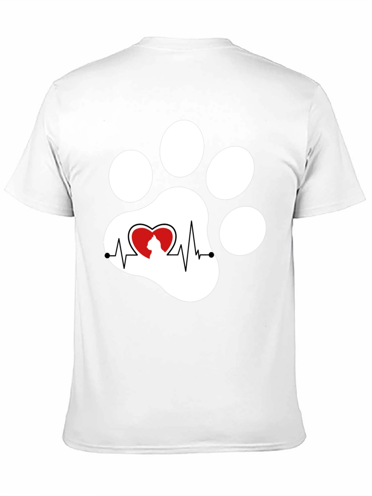 Black Cat Paw Heartbeat T-Shirt