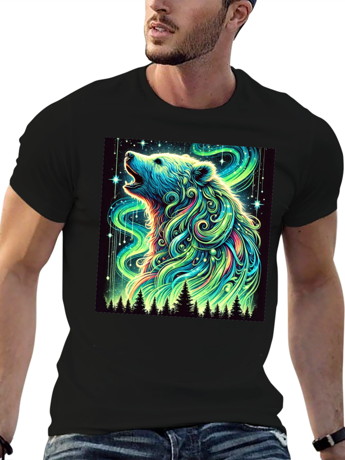 Aurora Bear Black T-Shirt