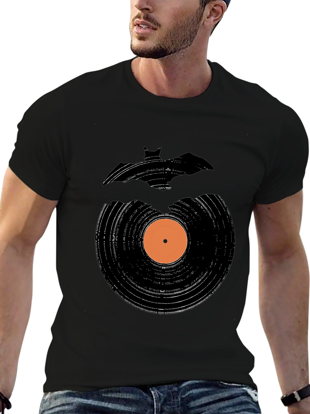 Bat Record Graphic Tee - Black