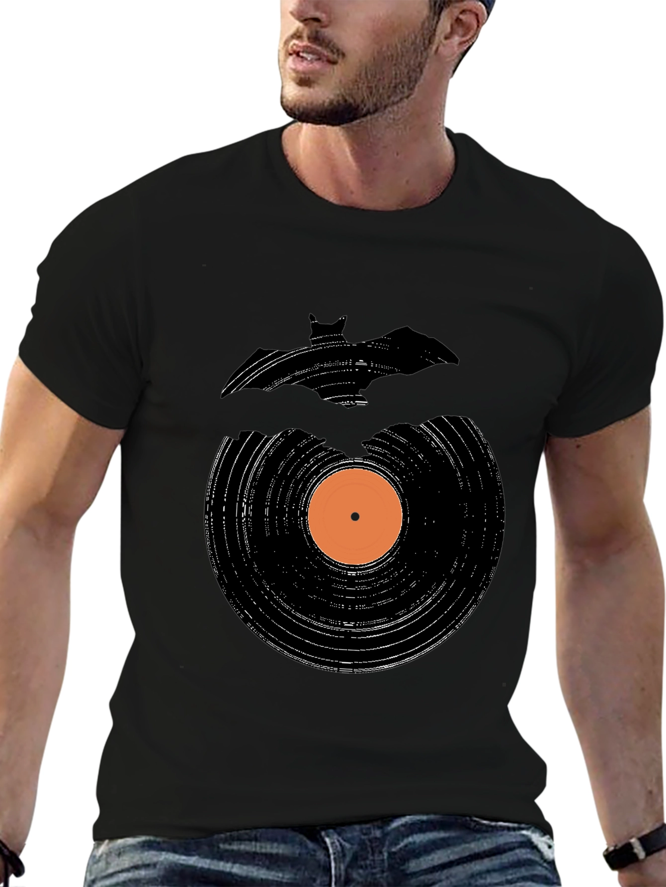 Bat Record Graphic Tee - Black