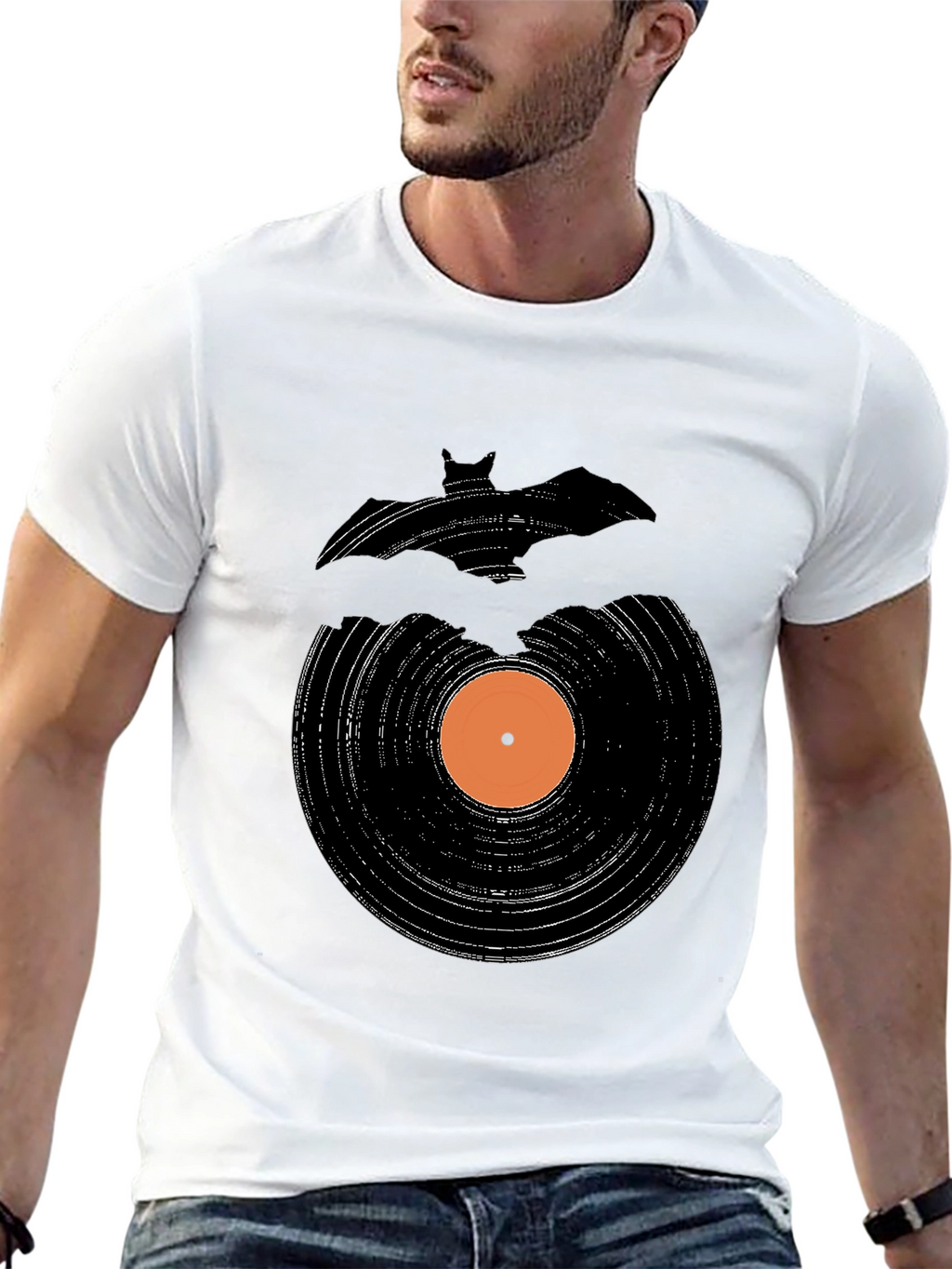 Bat Record Graphic Tee - Black