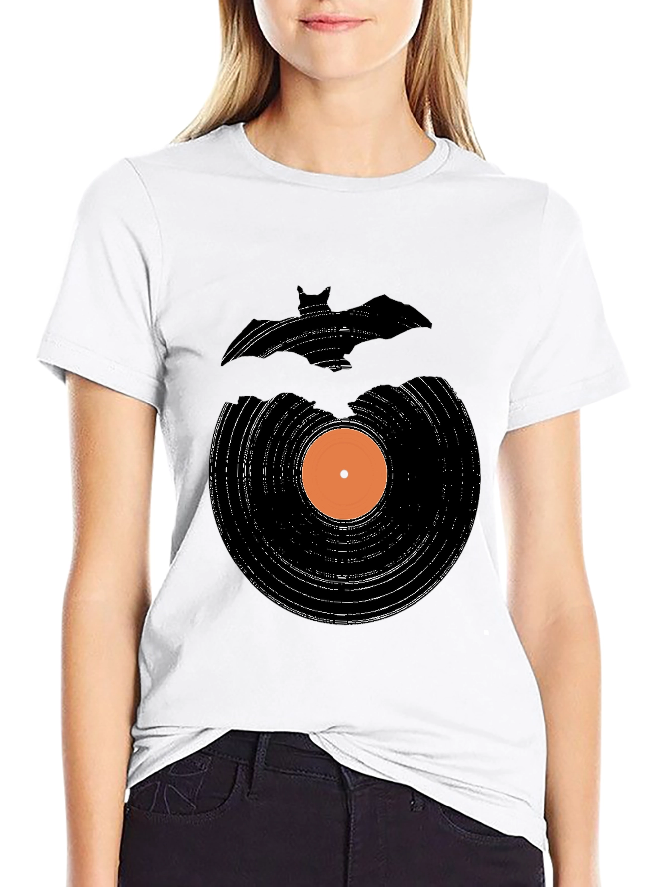 Bat Record Graphic Tee - Black