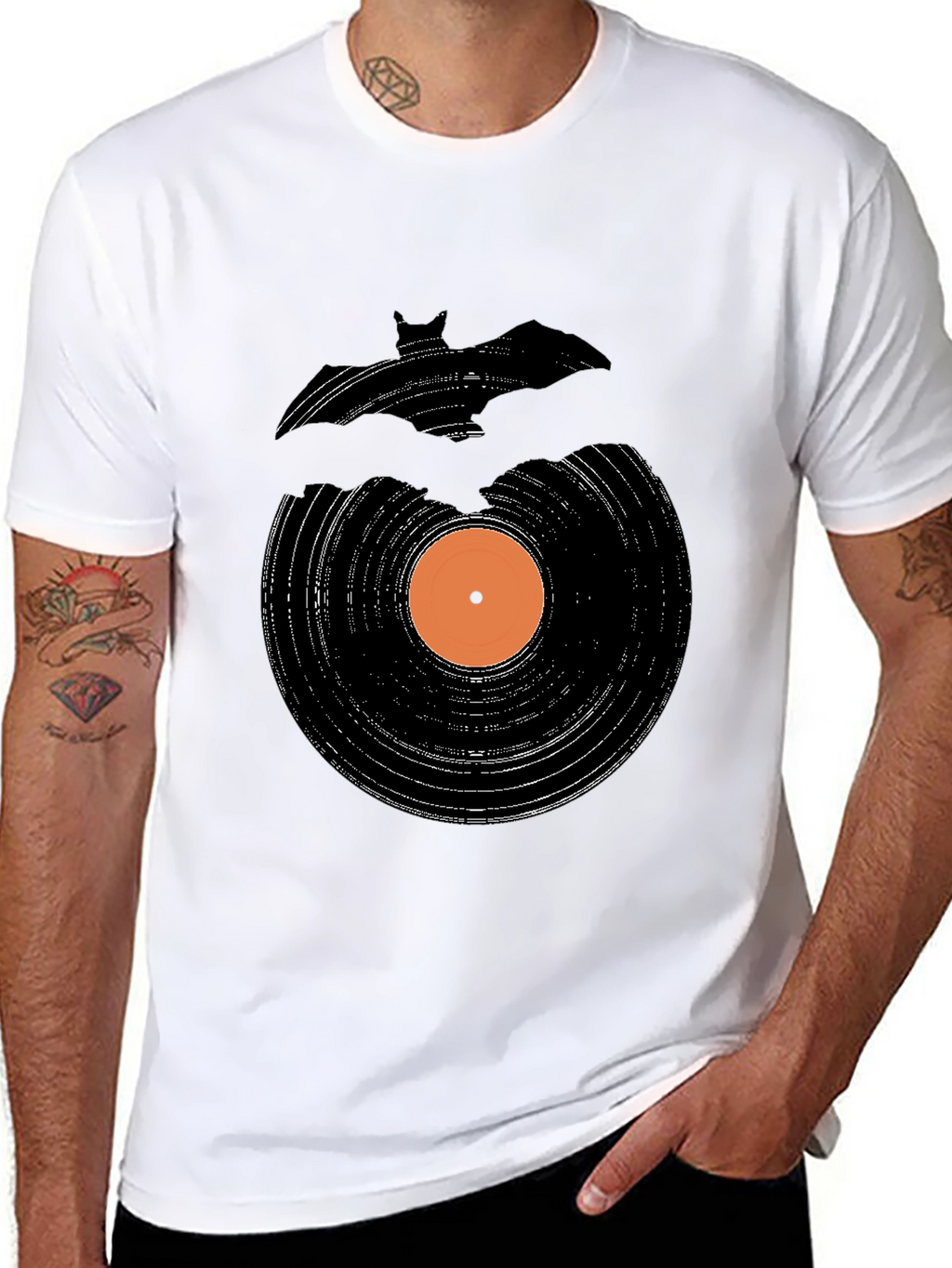 Bat Record Graphic Tee - Black