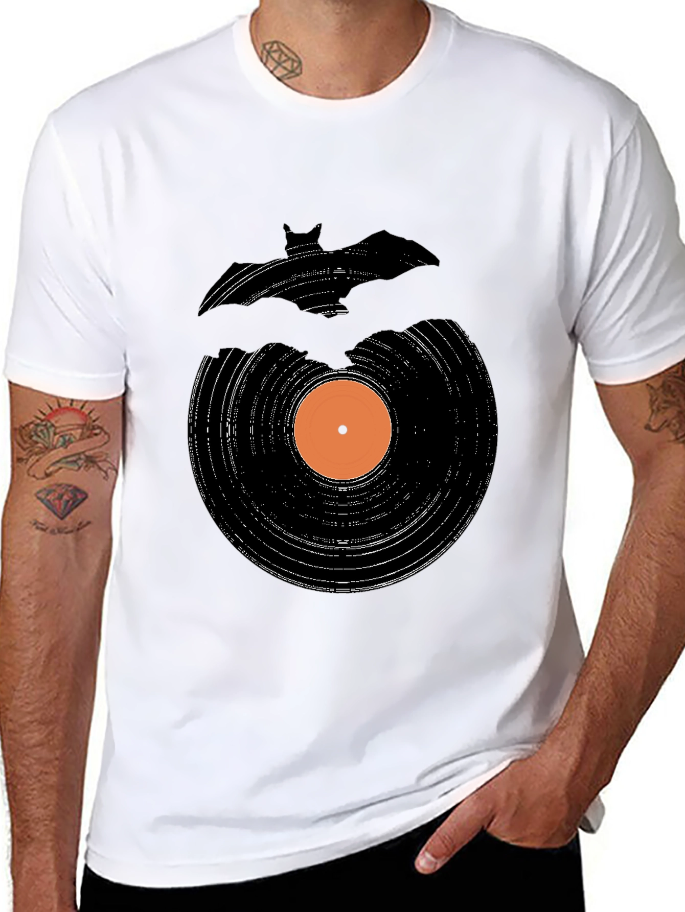 Bat Record Graphic Tee - Black