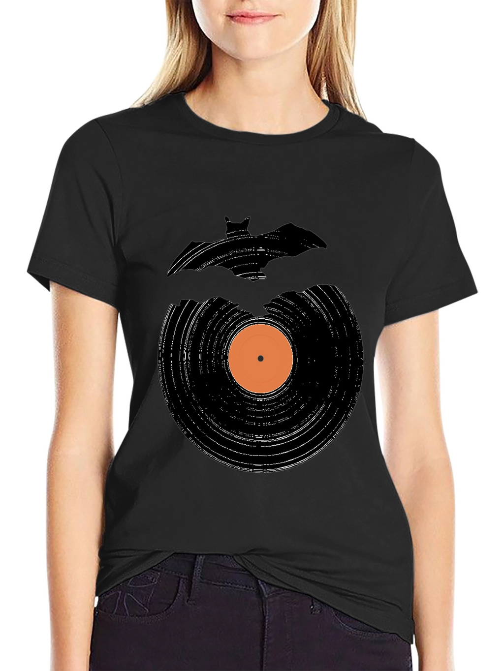 Bat Record Graphic Tee - Black