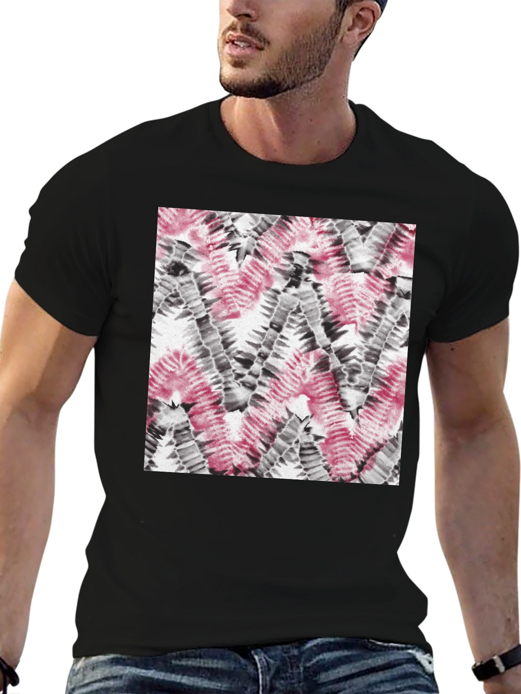 Cool Tie-Dye Pattern Black T-Shirt