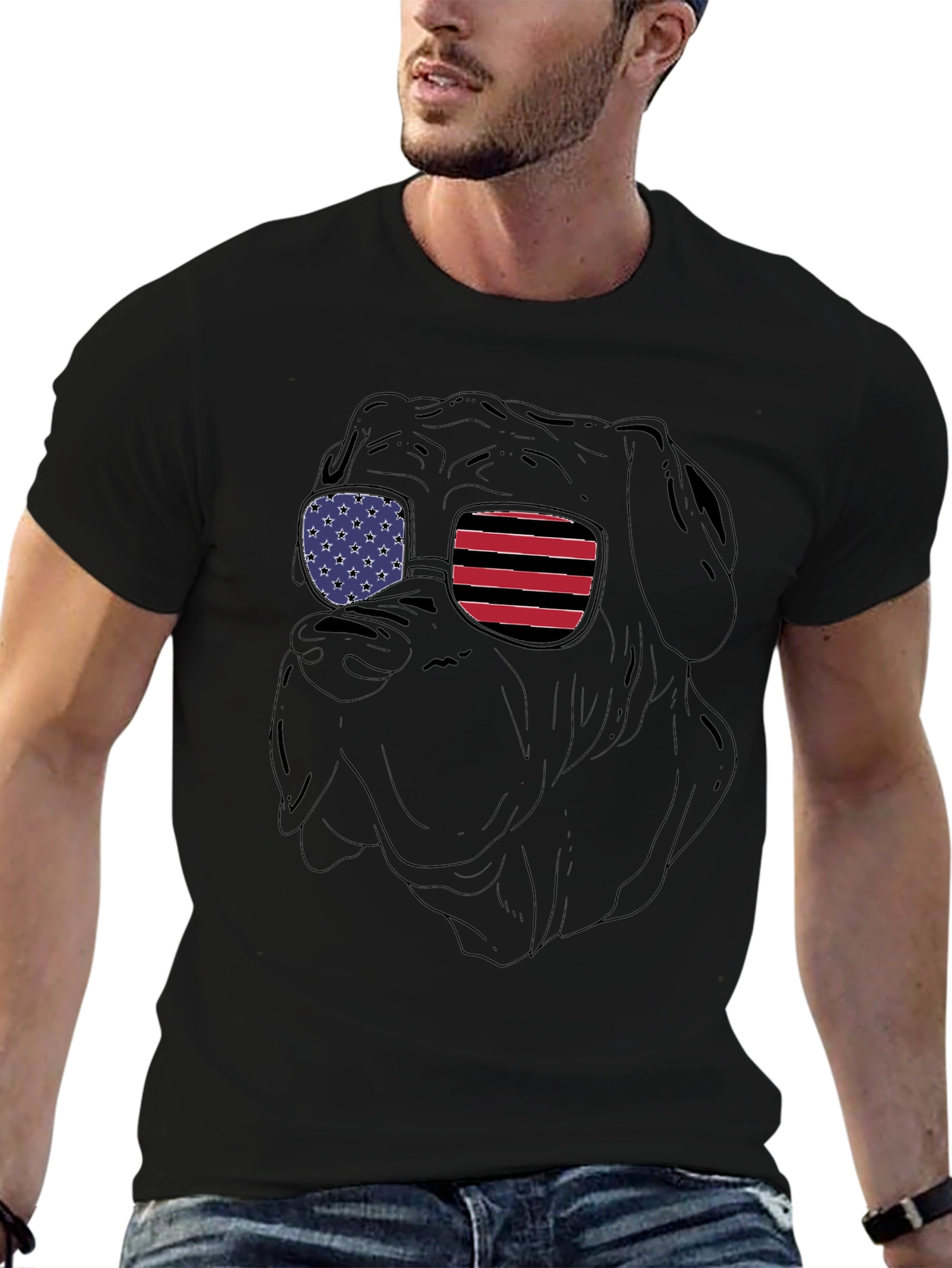 Patriotic Bulldog Sunglasses T-Shirt