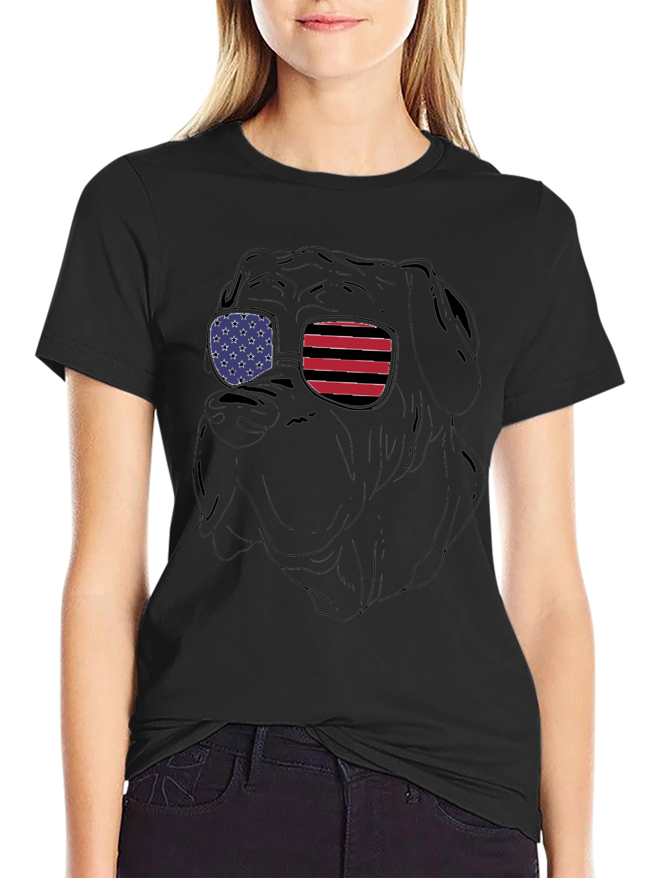 Patriotic Bulldog Sunglasses T-Shirt